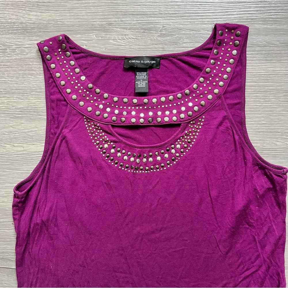 Indie Purple Scoopneck Studded Flowy Tank Top